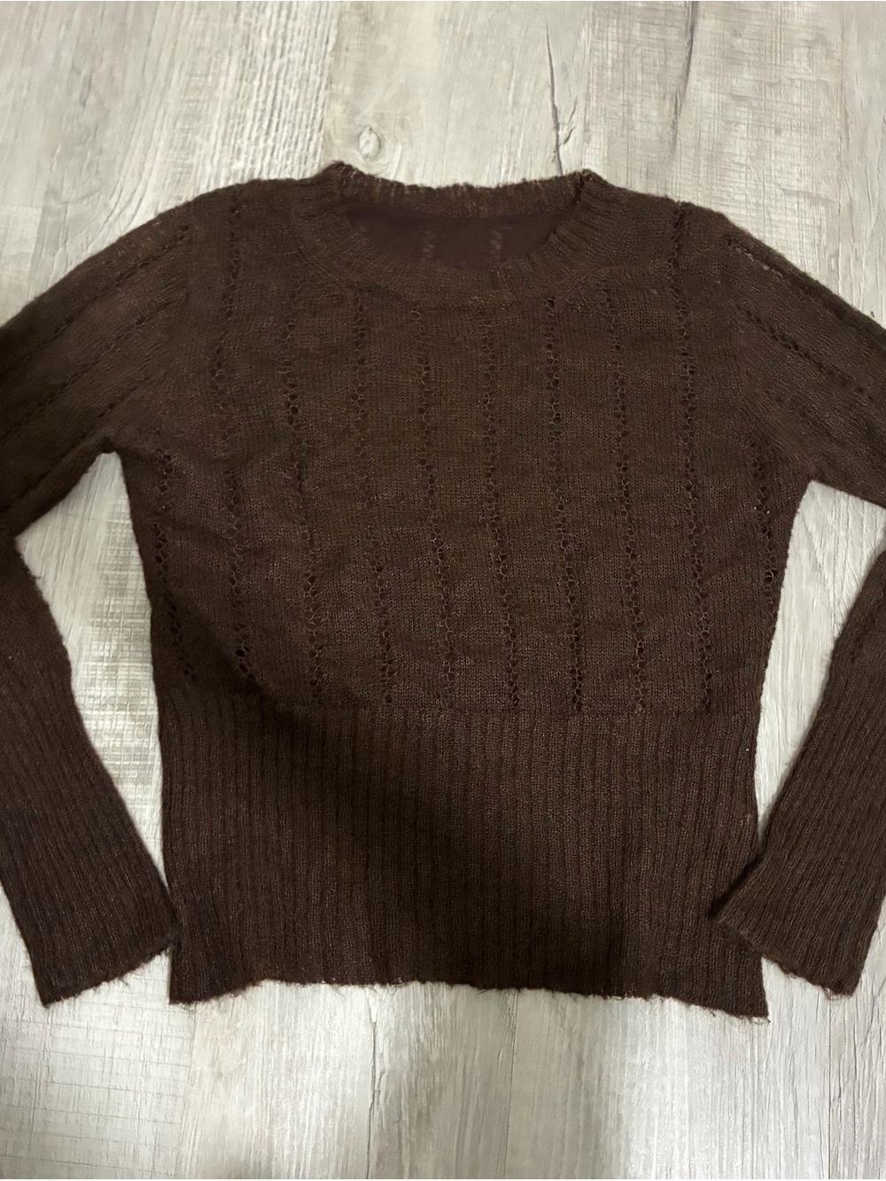 brown crewneck sweater
